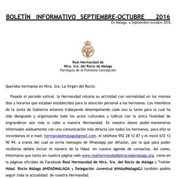BOLETÍN SEPTIEMBRE – OCTUBRE 2016