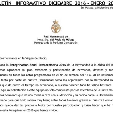 BOLETÍN INFORMATIVO DICIEMBRE 2016 – ENERO 2017